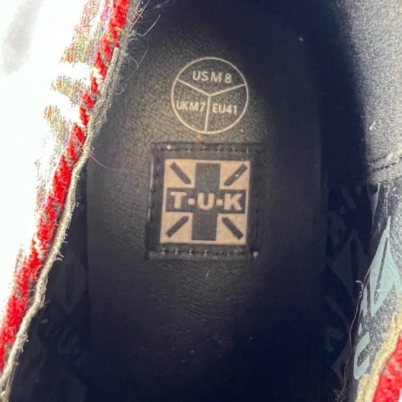 TUK UK 8 RED PLAID STUDDED CREEPERS - Picture 4 of 7